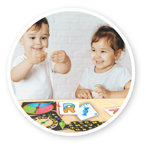 children play game: abc cookies